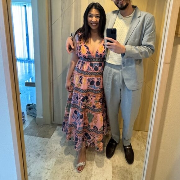 Farm Rio pink Seashell Tapestry Cotton Midi Dress - Medium. Worn once! - Picture 3 of 4